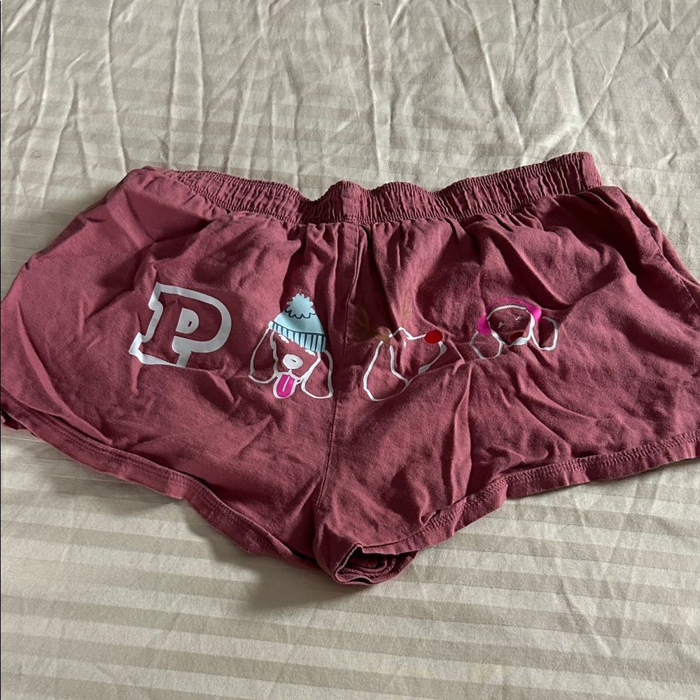 PINK Victoria's Secret Maroon Graphic Pajama Shorts